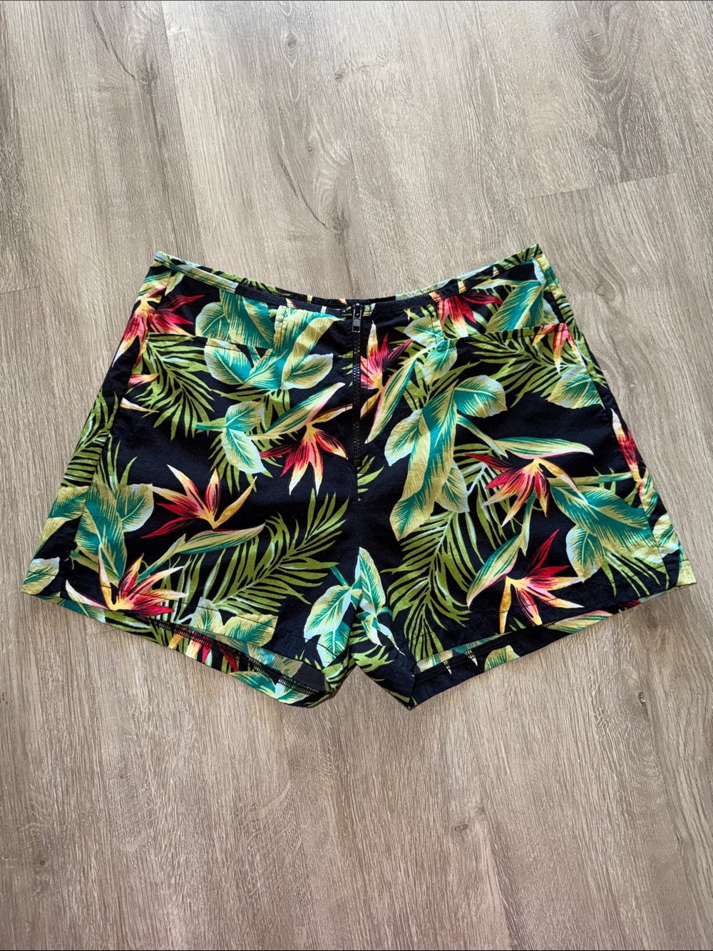 Tropical Leaf High-Waist Shorts